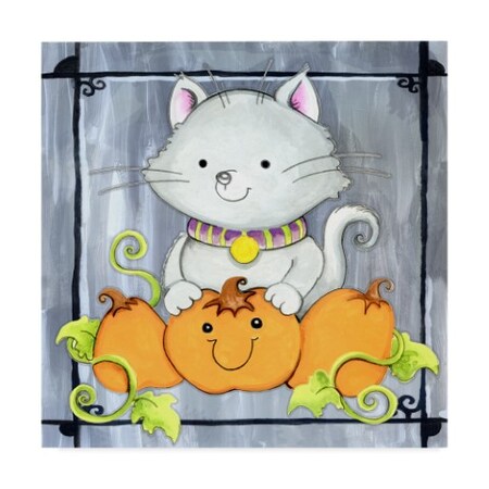 Valarie Wade 'Pumpkins And Kitty' Canvas Art,24x24